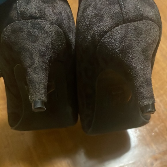 Brown suede leopard print kitten heel ankle boots Size 8.5 - Picture 5 of 6